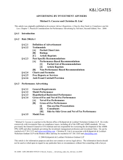 ADVERTISING BY INVESTMENT ADVISERS Michael S. Caccese And