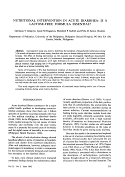 nutritional intervention in acute diarrhea: is a lactose
