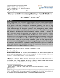 Biopsychosocial Distress among Offspring of Mentally Ill Clients