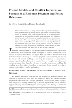 Formal Models and Conflict Intervention: Success as a Research