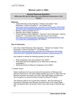 Mexican Laborers in 1920s - Stanford History Education Group