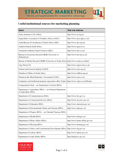 Useful institutional sources for marketing planning