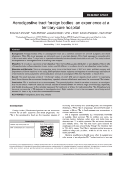 Aerodigestive tract foreign bodies: an experience at a teritiary