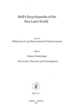 Brill`s Encyclopaedia of the Neo-Latin World