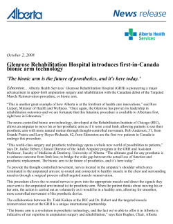 October 2, 2008 Glenrose Rehabilitation Hospital introduces first
