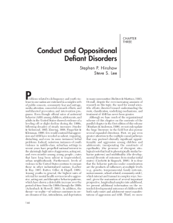 Conduct and Oppositional Defiant Disorders