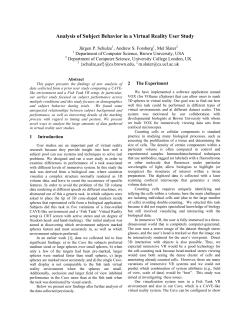 Analysis of Subject Behavior in a Virtual Reality User Study