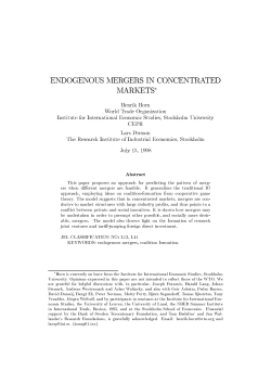 endogenous mergers in concentrated markets - S