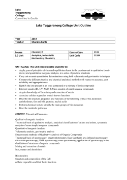 Lake Tuggeranong College Unit Outline