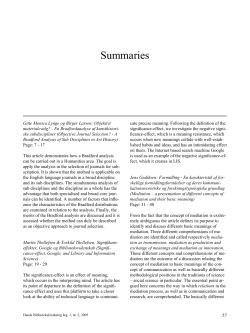 Summaries - Dansk Biblioteksforskning