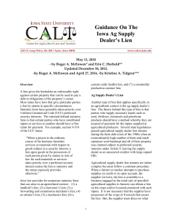 Guidance On The Iowa Ag Supply Dealer`s Lien