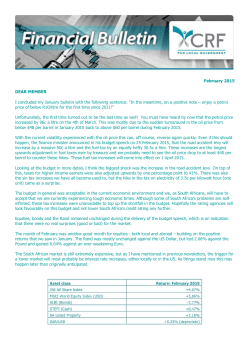 February 2015 DEAR MEMBER I concluded my January bulletin