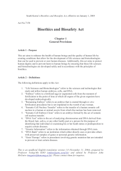 Bioethics and Biosafety Act - Ruhr