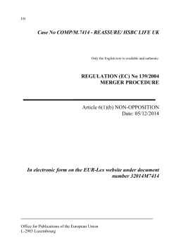Case No COMP/M.7414 - REASSURE/ HSBC LIFE UK