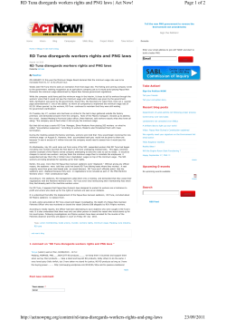 RD Tuna disregard workers rights and PNG laws August 1 2010