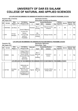 College of Natural and Applied Sciences