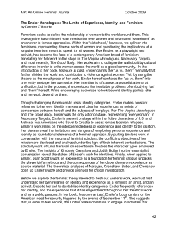 The Ensler Monologues - MP: An Online Feminist Journal