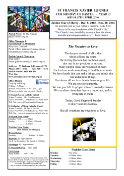 ST FRANCIS XAVIER LURNEA The Vocation to Love