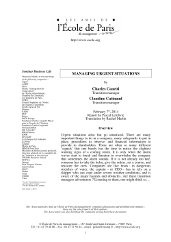 MANAGING URGENT SITUATIONS Charles Canetti Claudine