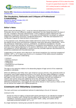 The Vocabulary, Rationale and Critiques of Professional Credentialing