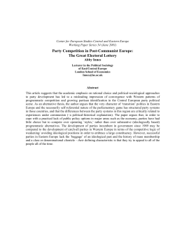 Party Competition in Post-Communist Europe: The