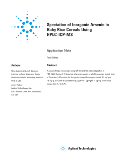 Speciation of Inorganic Arsenic in Baby Rice Cereals Using