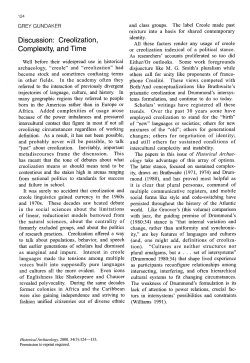 Discussion: Creolization, Complexity, and Time