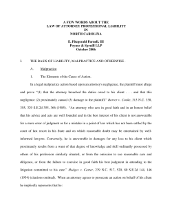 A Few Words about the Law of Attorney Professional Liability in