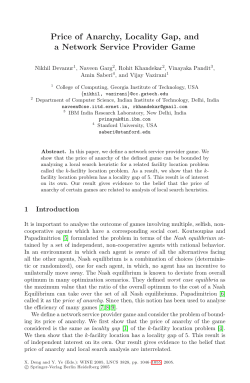 Price of Anarchy, Locality Gap, and a Network Service Provider Game