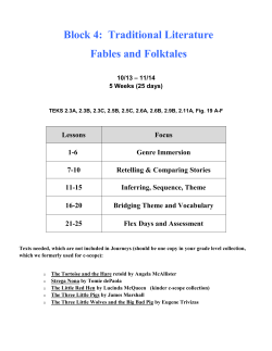 Block 4: Traditional Literature Fables and Folktales