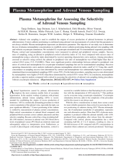 Plasma Metanephrine and Adrenal Venous Sampling