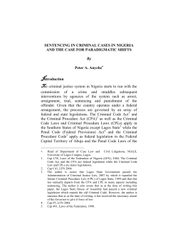 SENTENCING IN CRIMINAL CASES IN NIGERIA AND THE CASE