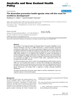 The Australian preventive health agenda: what will this mean for