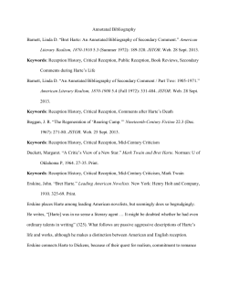 Annotated Bibliography Barnett, Linda D. &ldquo;Bret Harte: An Annotated