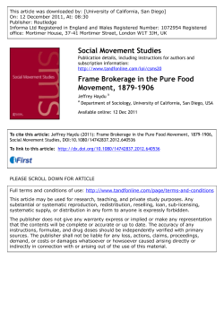 Frame Brokerage in the Pure Food Movement, 1879–1906
