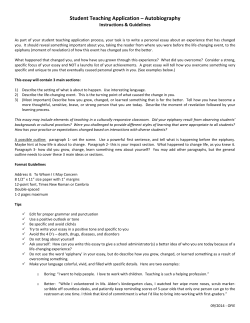 Student Teaching Application – Autobiography
