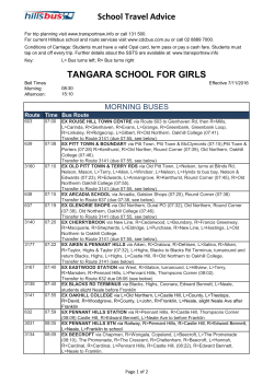 School Travel Advice TANGARA SCHOOL FOR GIRLS
