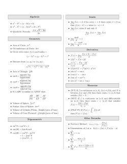 Algebraic &bull; a2 &minus; b2 = (a &minus; b)(a + b) &bull; a3 &minus; b3 = (a &minus; b)(a