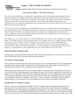 Chapter 1: THE NATURE OF SCIENCE