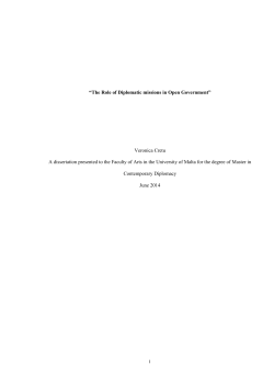 I &ldquo;The Role of Diplomatic missions in Open Government&rdquo; Veronica