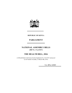 PARLIAMENT NATIONAL ASSEMBLY BILLS THE HEALTH BILL