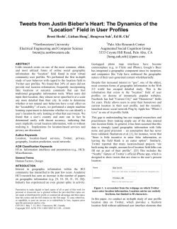 Tweets from Justin Bieber`s Heart: The Dynamics of the &ldquo;Location