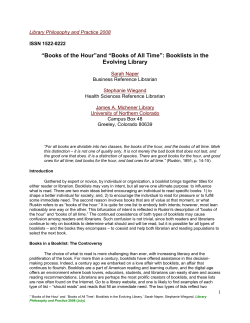 and &ldquo;Books of All Time&rdquo;: Booklists in the Evolving Library