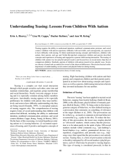 Understanding Teasing: Lessons From Children With Autism