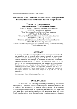 Performance of the Traditional Pooled Variance t