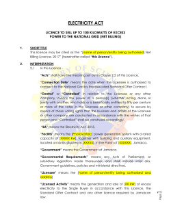 Net Billing - Form of Licence