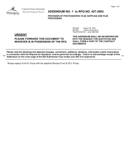 ADDENDUM NO. 1 to RFQ NO. 427