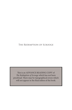 The Redemption of Scrooge This is an ADVANCE READING COPY