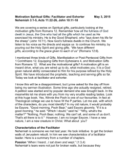 Motivation spiritual gifts - Facilitator and