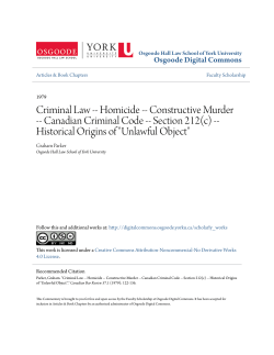 Constructive Murder - Osgoode Digital Commons